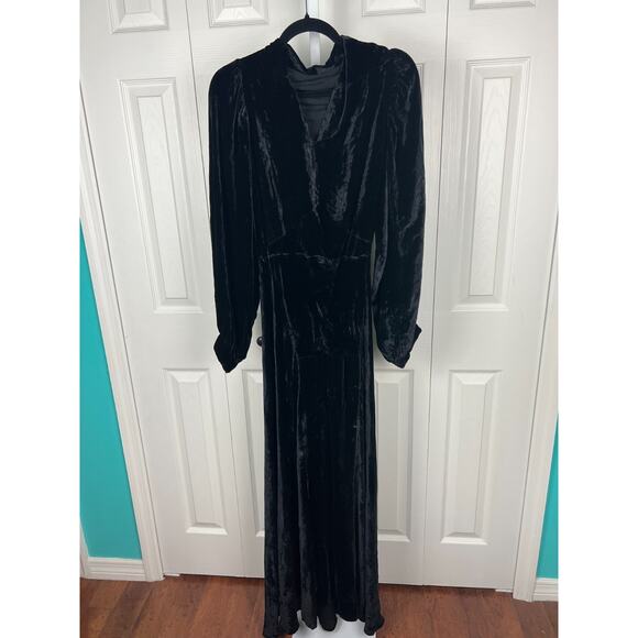 1930s Openhym's Debuvel Transparent Velvet Dress Black Art Deco Maxi Gown Sz 6 - Picture 6 of 13